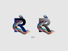 the letter R is made up of colorful swirls vector