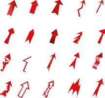 A set of red arrow pointers of different shapes and sizes vector