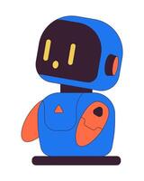 Little companion robot wow amazed 2D linear cartoon character. Robotic friend isolated line personage white background. Buddy robot with emotional intelligence color flat spot illustration vector