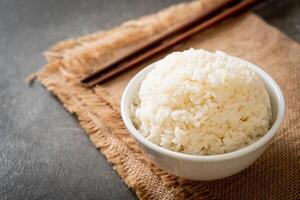 cooked white rice bowl photo