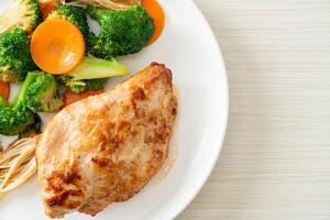 grilled chicken steak with vegetable photo