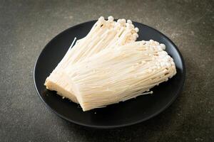 fresh enoki mushroom or golden needle mushrooms photo