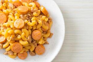 macaroni sausage and minced pork photo