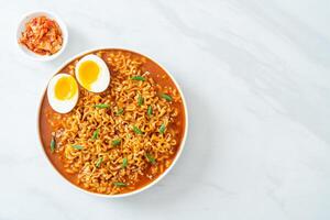 Korean instant noodles with egg photo