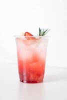 strawberry with soda in glass photo