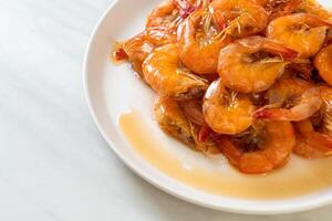 Sweet shrimps is Thai dish which cooks with fish sauce and sugar photo