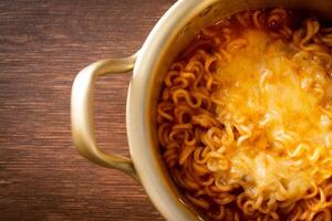 Korean spicy instant noodle with cheese photo