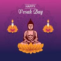 Flat vesak day illustration festival celebration social media post and vesak day Banner vector