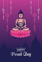 Flat vertical poster template for vesak day illustration festival celebration social media post and vesak day Banner vector