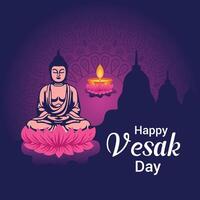 Flat vesak day illustration festival celebration social media post and vesak day Banner vector
