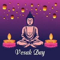 Flat vesak day illustration festival celebration social media post and vesak day Banner vector