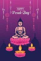 Flat vertical poster template for vesak day illustration festival celebration social media post and vesak day Banner vector