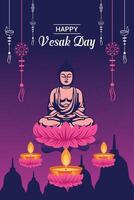 Flat vertical poster template for vesak day illustration festival celebration social media post and vesak day Banner vector