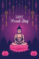 Flat vertical poster template for vesak day illustration festival celebration social media post and vesak day Banner vector