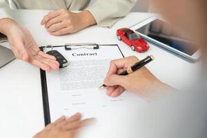 lease, rental car, sell, buy. Dealership send contract and car keys to new owner to sign. Sales, loan credit financial, rent vehicle, insurance, renting, Seller, dealer, installment, car care business photo