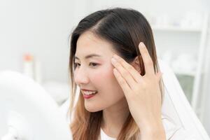 beauty asian smile and happy after surgery, Cosmetic surgery, skin whitening injection, filler injection, Skin reface, beautiful Asian girls receive beauty treatments at beauty clinic, skincare photo