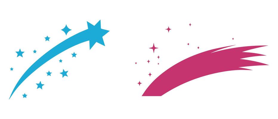 Falling Star icons space element night galaxy design.