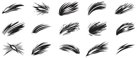 Brush strokes set of hand drawn. Isolated on white background. vector