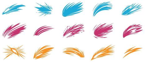 Brush strokes set of hand drawn. Isolated on white background. vector