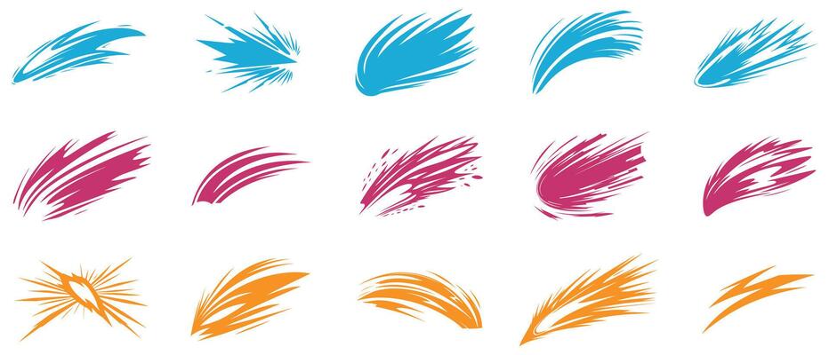 Brush strokes set of hand drawn. Isolated on white background.