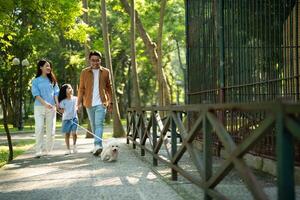 Photo of young Asian family at park