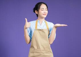 Image of young Asian woman on background photo