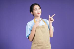 Image of young Asian woman on background photo