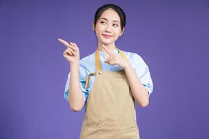 Image of young Asian woman on background photo