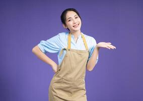 Image of young Asian woman on background photo