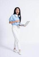 Photo of young Asian girl on white background