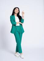 Portrait of young Asian business woman on white background photo