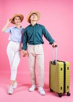 Photo of young Asian couple on background