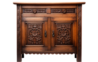 Intricate Carvings on a Timeless Cupboard On Transparent Background png