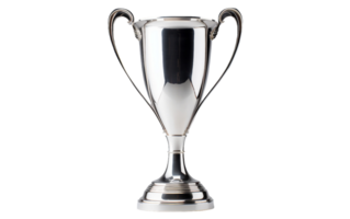 un elegante plata trofeo capturar en transparente antecedentes png