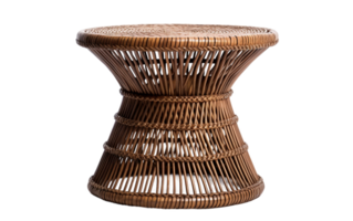 Wicker Rattan Side Table On Transparent Background png