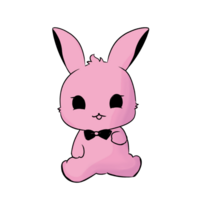 Cute rabbit with big pink ears. isolated illustration. animal cartoon character, illustration. png