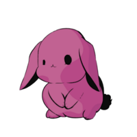 Cute rabbit with big pink ears. isolated illustration. animal cartoon character, illustration. png