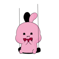 schattig konijn met groot roze oren. geïsoleerd illustratie. dier tekenfilm karakter, illustratie. png