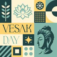 Happy Vesak Day Pray seamless pattern in scandinavian style postcard with Retro clean concept design vector