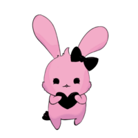 Cute rabbit with big pink ears. isolated illustration. animal cartoon character, illustration. png