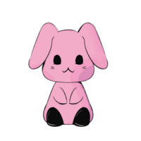 mignonne lapin avec gros rose oreilles. isolé illustration. animal dessin animé personnage, illustration. png