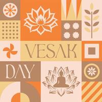 Happy Vesak Day Flower seamless pattern in scandinavian style postcard with Retro clean concept design vector