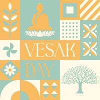 Happy Vesak Days seamless pattern in scandinavian style postcard with Retro clean concept design vector