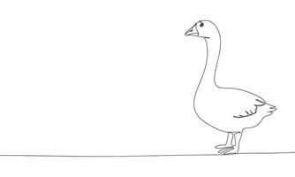 Goose one line continuous. Line art farm banner concept. Hand drawn art. vector