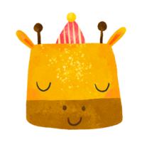 girafe dans une de fête casquette. mignonne dessin animé animal célébrer le sien anniversaire. scandinave style. isolé des gamins illustration png