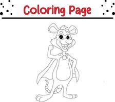 linda ratón superhéroe disfraz colorante página para niños vector