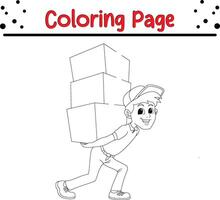 delivery boy coloring page for kids vector