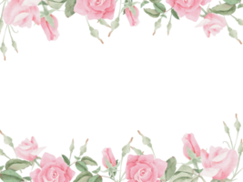 Aquarell Blühen Rosa Rose Blume Strauß Kranz Rahmen png