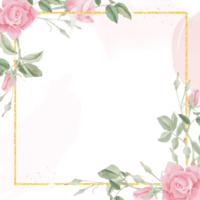 aquarelle épanouissement rose Rose fleur bouquet couronne Cadre png