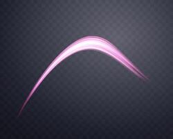 Glowing pink lines. Neon realistic energy speed. Abstract light effect vector